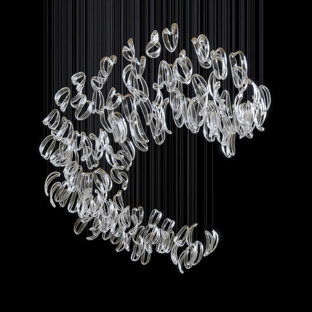 Galaxy Aqua Ripple Glass Meteor Shower Crystal Spiral Chandelier - view 5