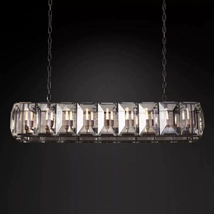 Aubrey  Crystal Rectangular Chandelier 62" - view 2