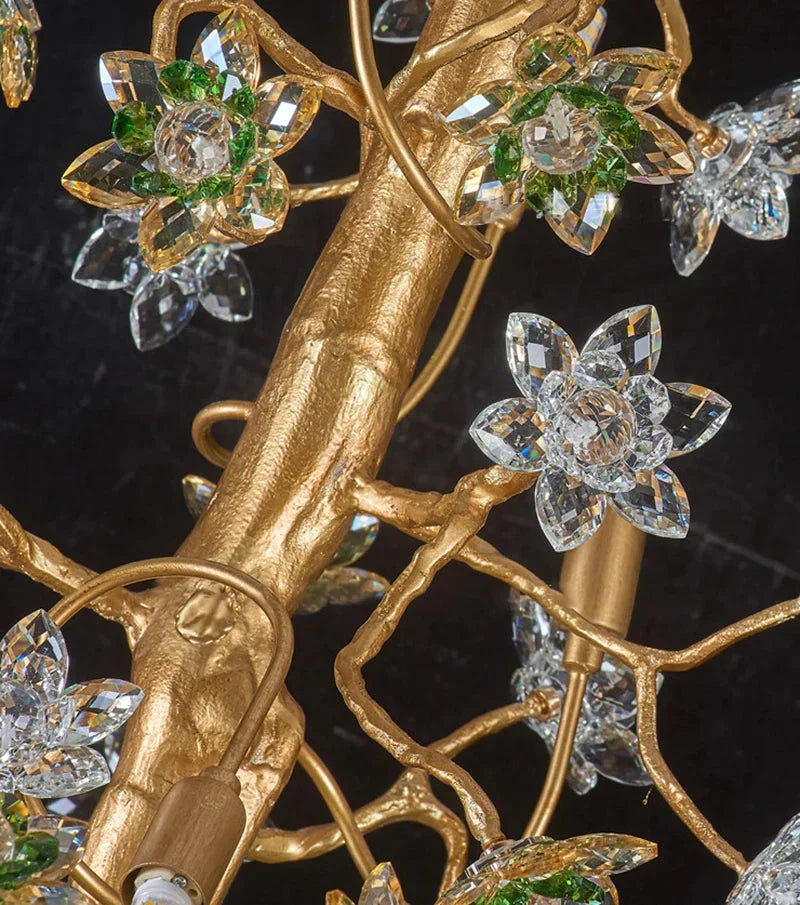 Gilded Branch Floral Brass Crystal Chandelier - view 11
