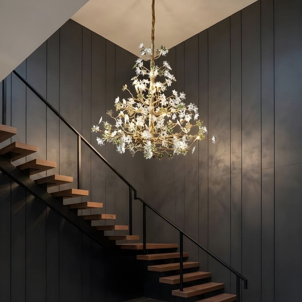 Gilded Branch Floral Brass Crystal Chandelier - view 7