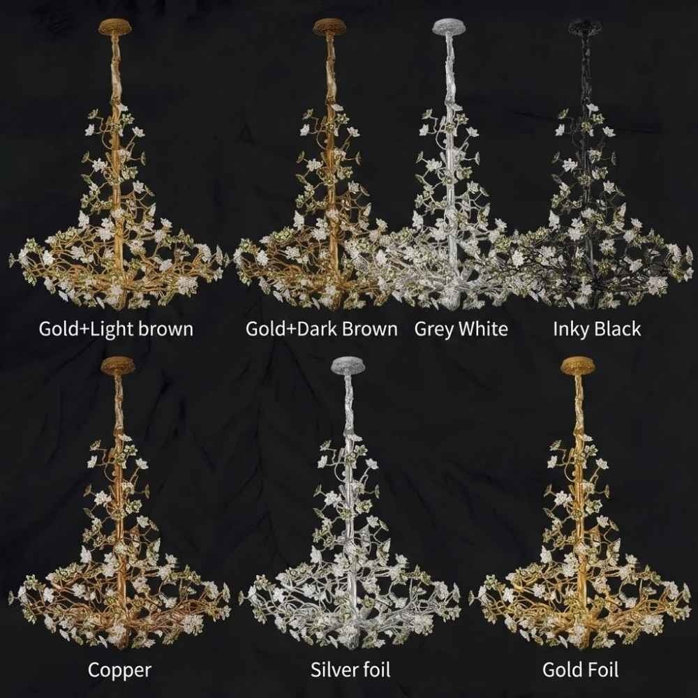 Gilded Branch Floral Brass Crystal Chandelier - view 13