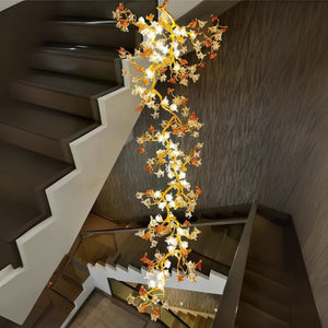 Verdant Branch Copper Vine Glass Flower Stairwell Chandelier - view 2