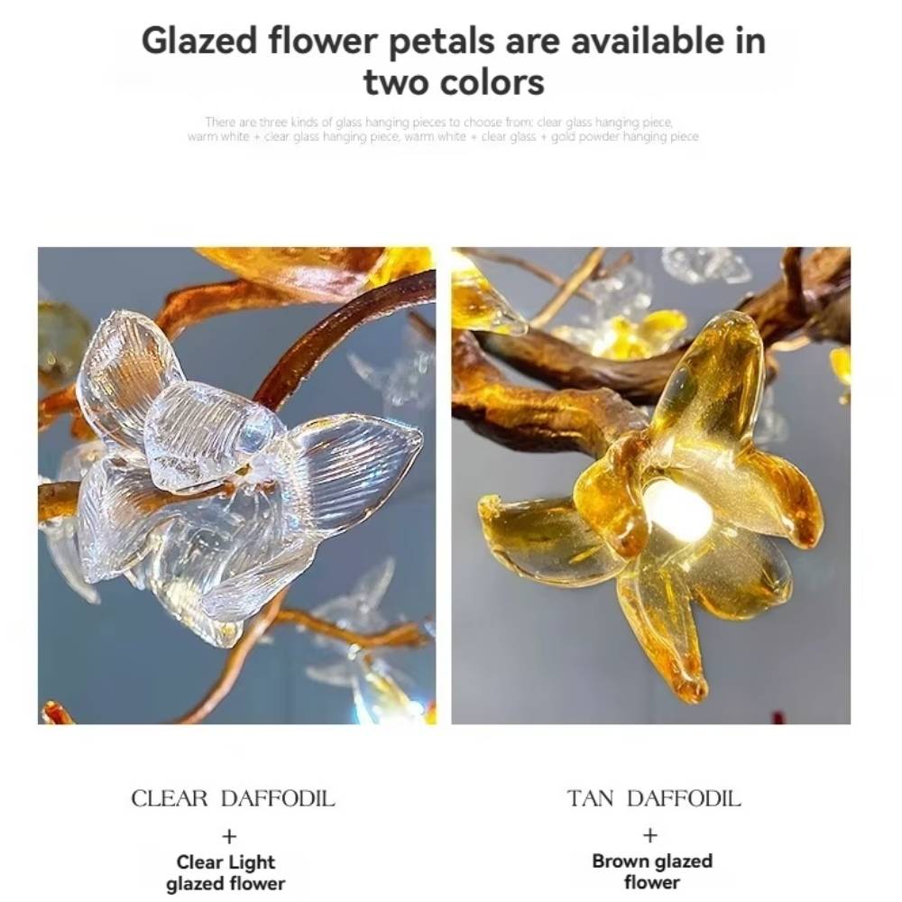 Verdant Branch Copper Vine Glass Flower Stairwell Chandelier - view 9