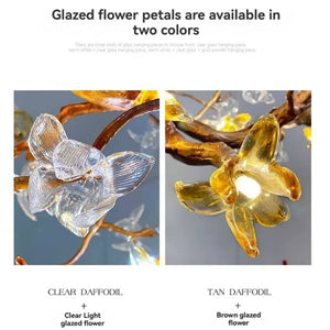 Verdant Branch Copper Vine Glass Flower Stairwell Chandelier - view 9