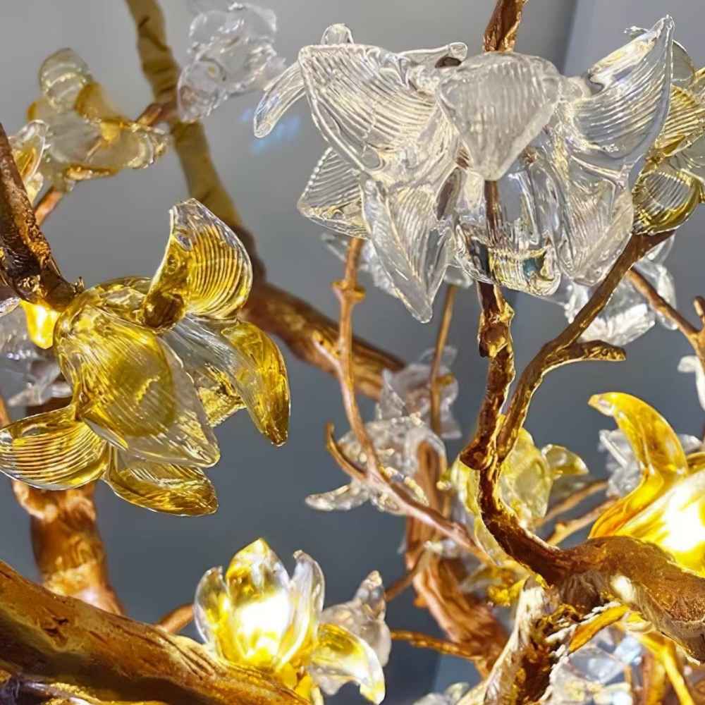 Verdant Branch Copper Vine Glass Flower Stairwell Chandelier - view 10