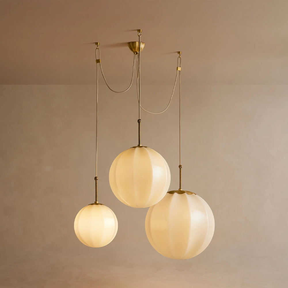 Aveline Multi-Globe Ribbed Opal Glass Chandelier - view 3
