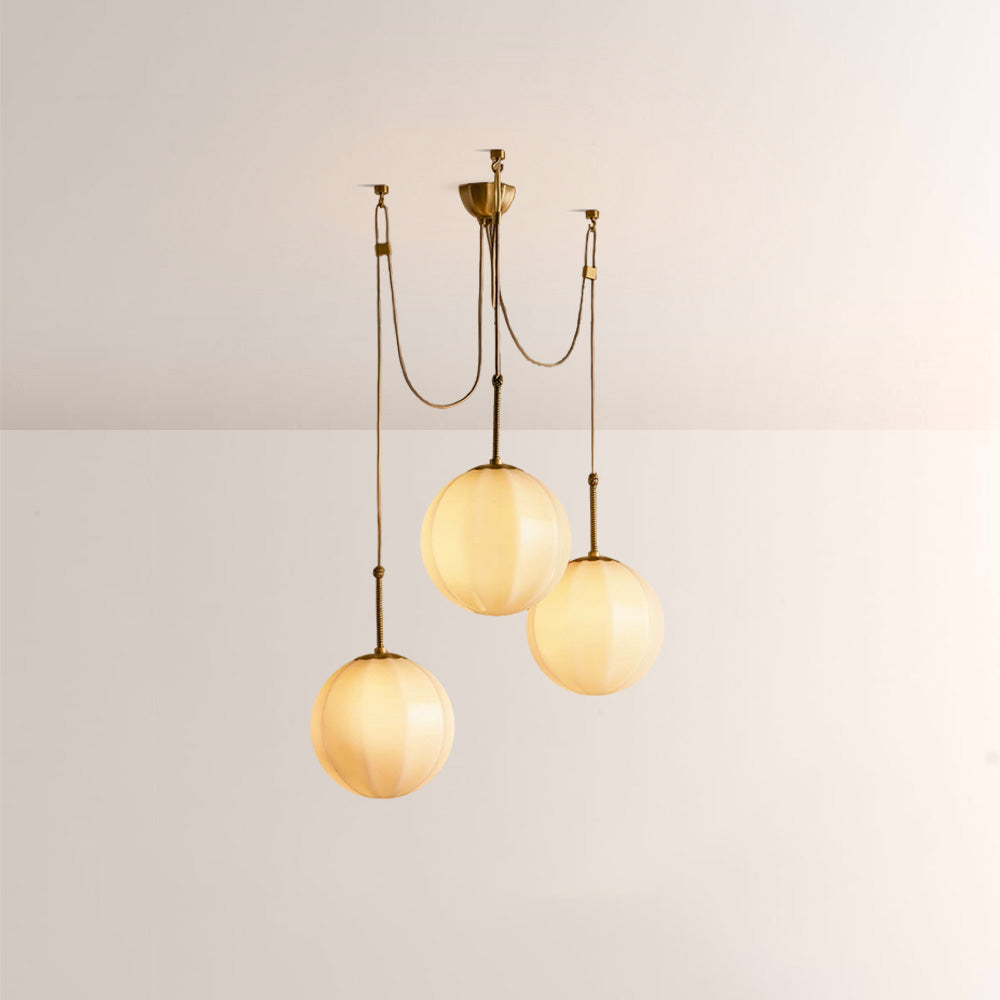 Aveline Multi-Globe Ribbed Opal Glass Chandelier - view 4