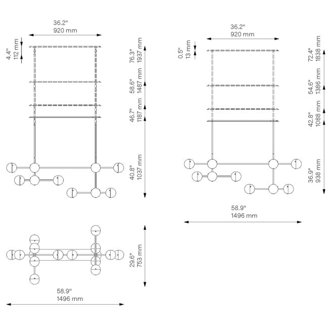 Caldera Linear Chandelier - view 2