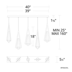 Devotion Linear Chandelier 5 Light - view 2