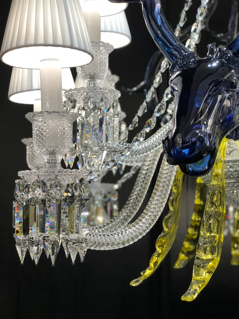 Traditional Colorful Candle Branch Blue Deer Crystal Chandelier for Living Room/Dining Room - view 13