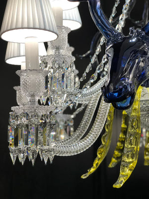 Traditional Colorful Candle Branch Blue Deer Crystal Chandelier for Living Room/Dining Room - view 13