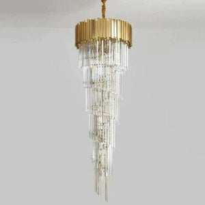 Bahay 2-Story Crystal Round Chandelier - Merlin Lamps