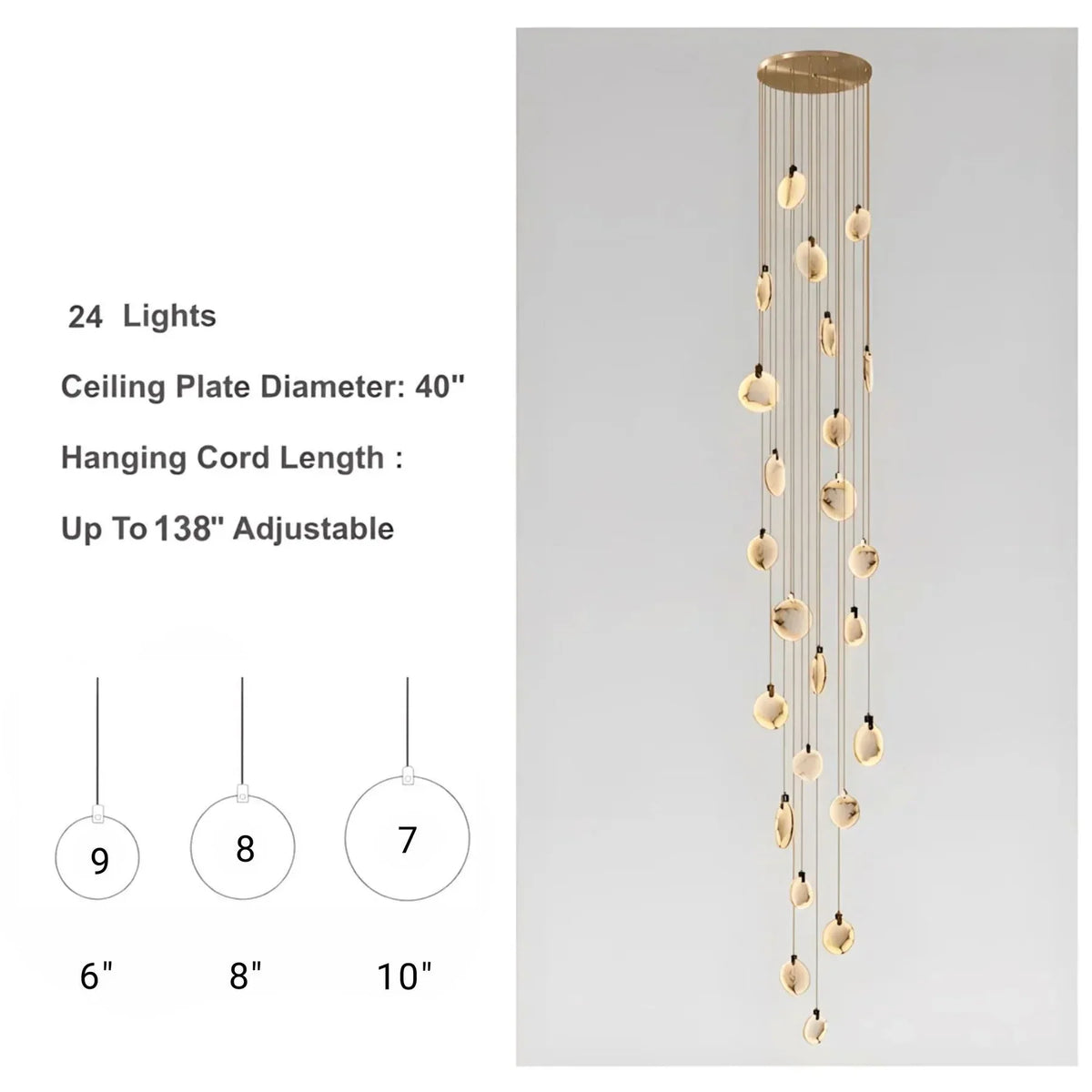 Modern Discs Alabaster Long Staircase Chandelier - view 20