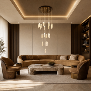 Bamboo Zen Modern Multi-Tier Cluster Chandelier, crystal in light gold - view 4