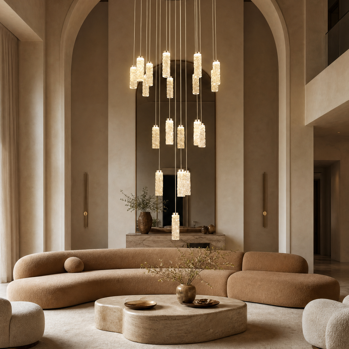 Bamboo Zen Modern Multi-Tier Cluster Chandelier, crystal in light gold - view 5