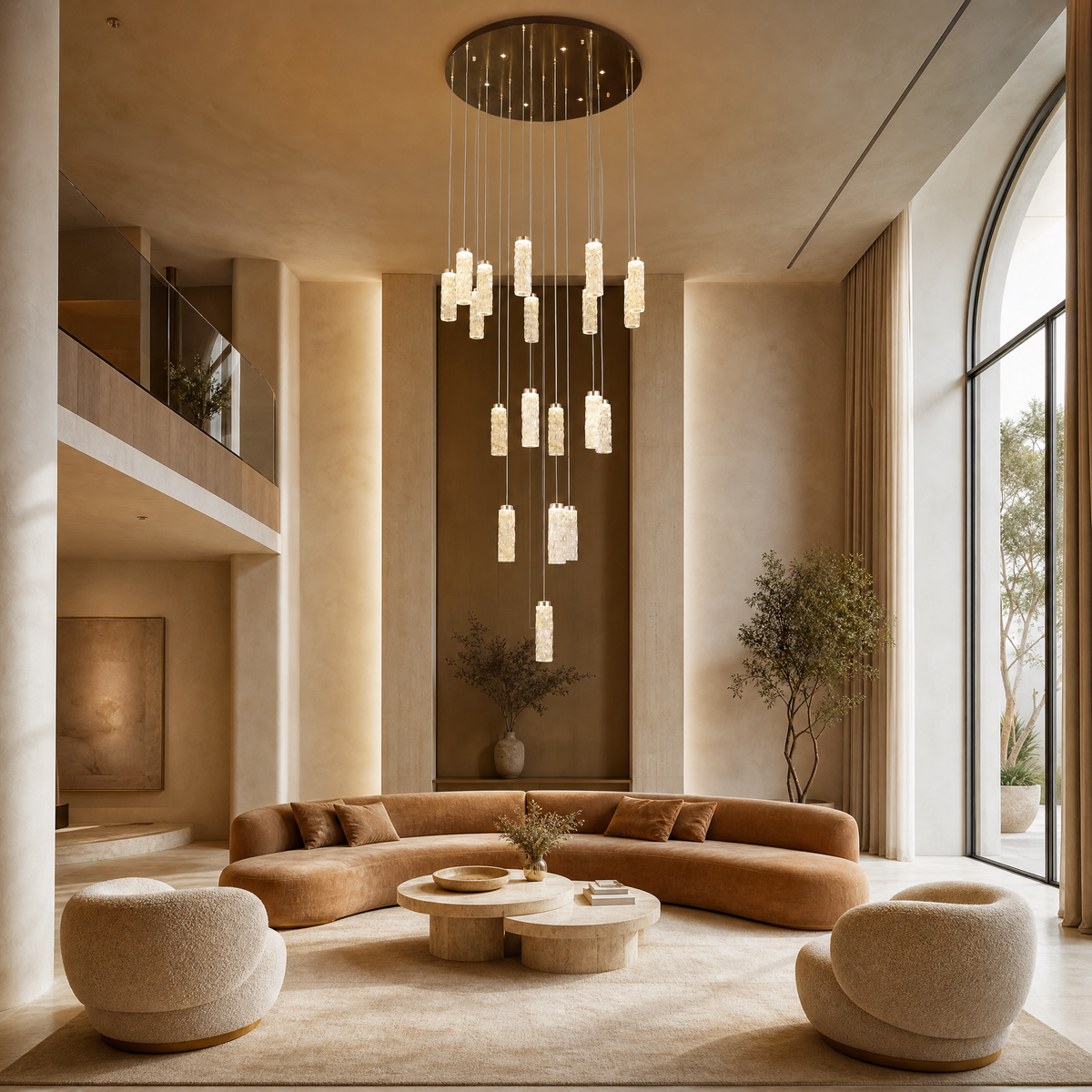 Bamboo Zen Modern Multi-Tier Cluster Chandelier, crystal in light gold - view 6