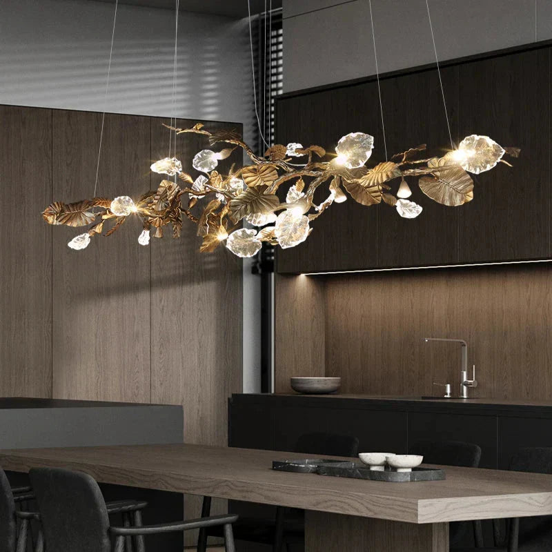 Btria Branch Copper Leaf Linear Chandelier - view 6
