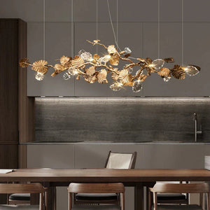Btria Branch Copper Leaf Linear Chandelier - view 8