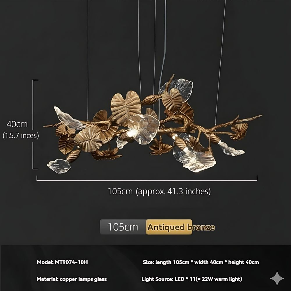 Btria Branch Copper Leaf Linear Chandelier - view 11