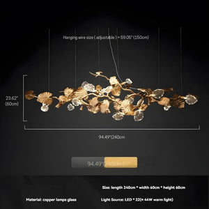 Btria Branch Copper Leaf Linear Chandelier - view 12