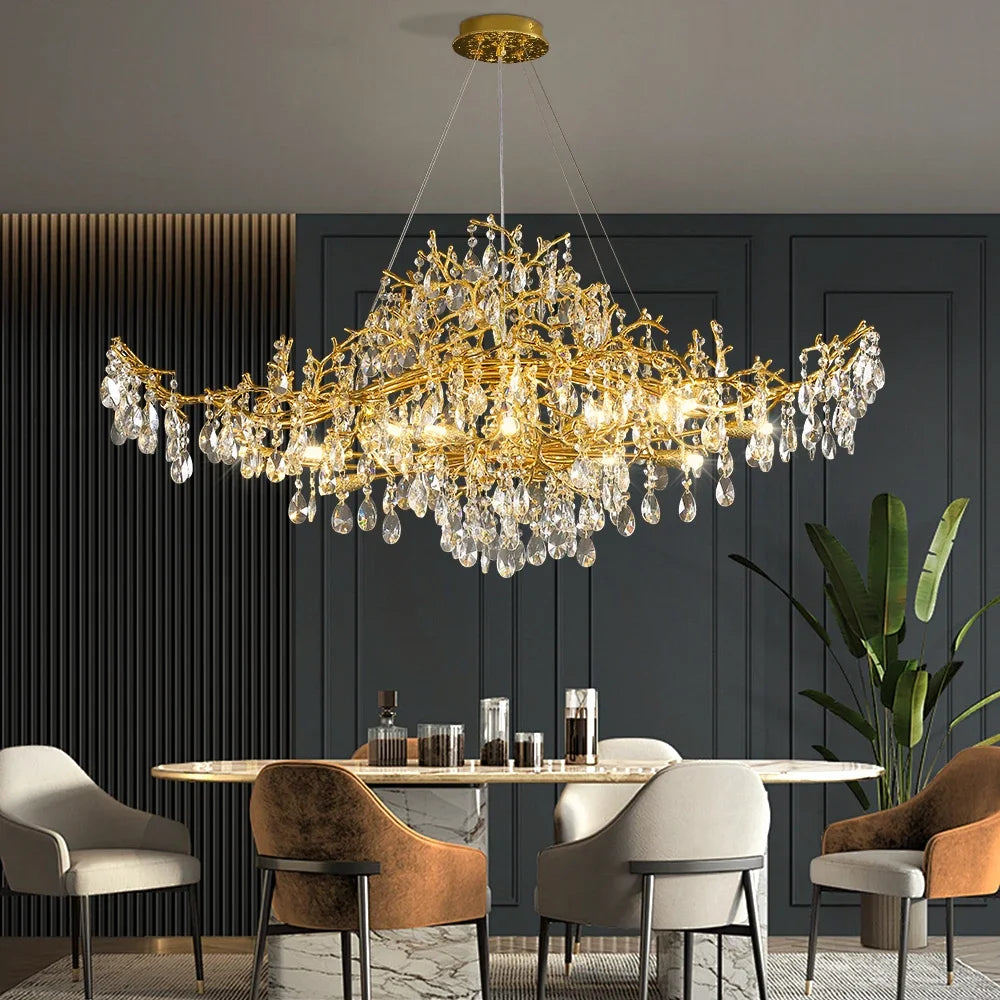 Bessa Modern Large Gold Crystal Branch Chandelier - view 2