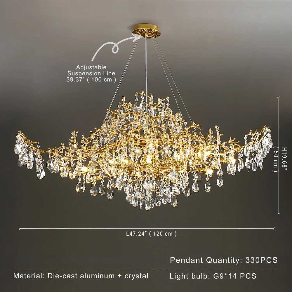 Bessa Modern Large Gold Crystal Branch Chandelier - view 5