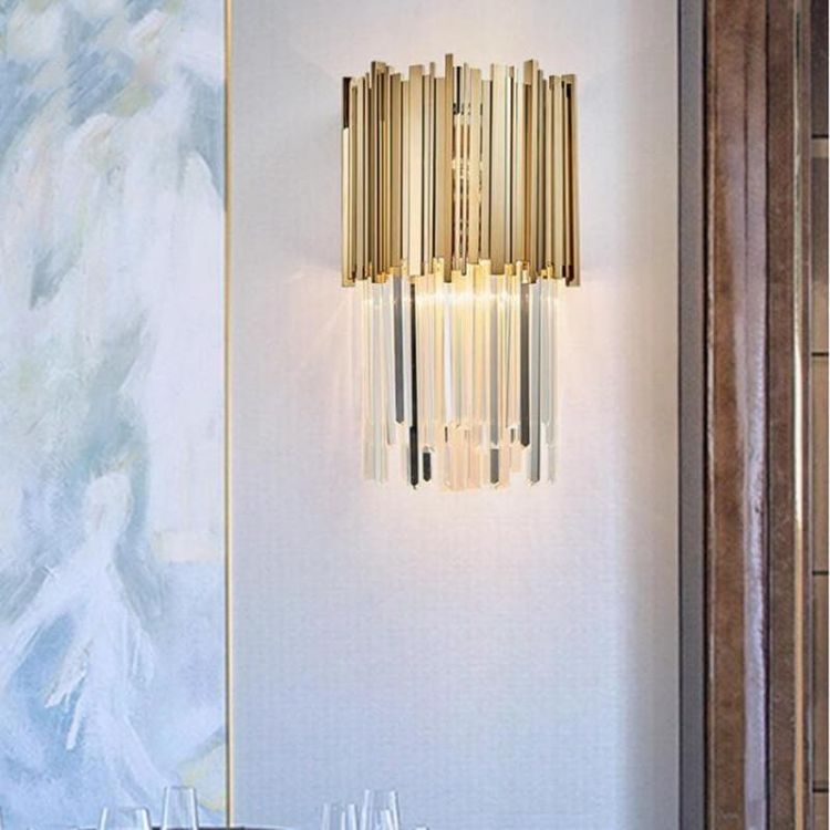 Gold Clear Crystal Wall Sconce 18"H, chandelier