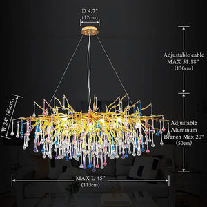 Doris Rain Crystal Branch Chandelier 54"L - view 3
