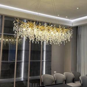 French Branch Crystal Chandelier with Elegant Crystal Leaves - view 9