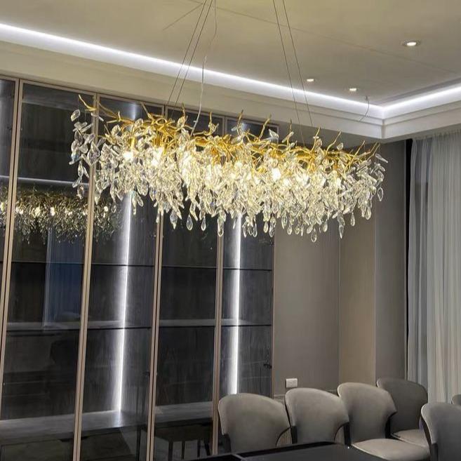 French Branch Crystal Chandelier with Elegant Crystal Leaves - view 9