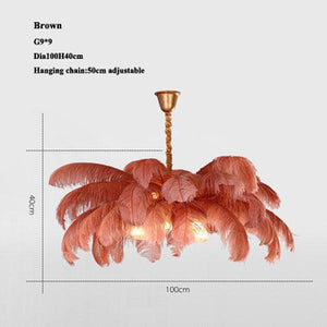 Elva Brass Palm Tree Feather Chandelier - view 15