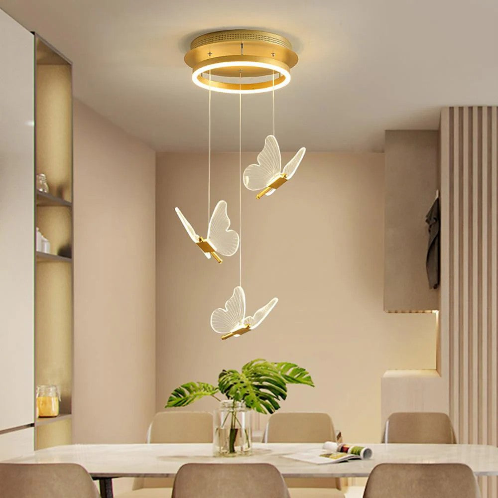 Butterfly Chandelierv Modern Metal Disk Acrylic Ceiling Light - view 3