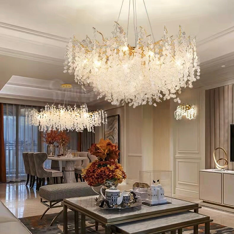 Luxury Branches Crystal Frosted Glass Chandelier Set for Living and Dining Room - view 2
