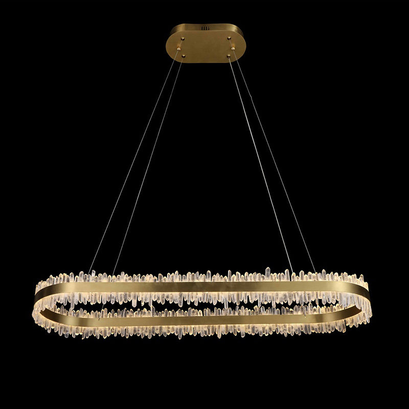 Modern Quartz Crystal Oval Chandelier