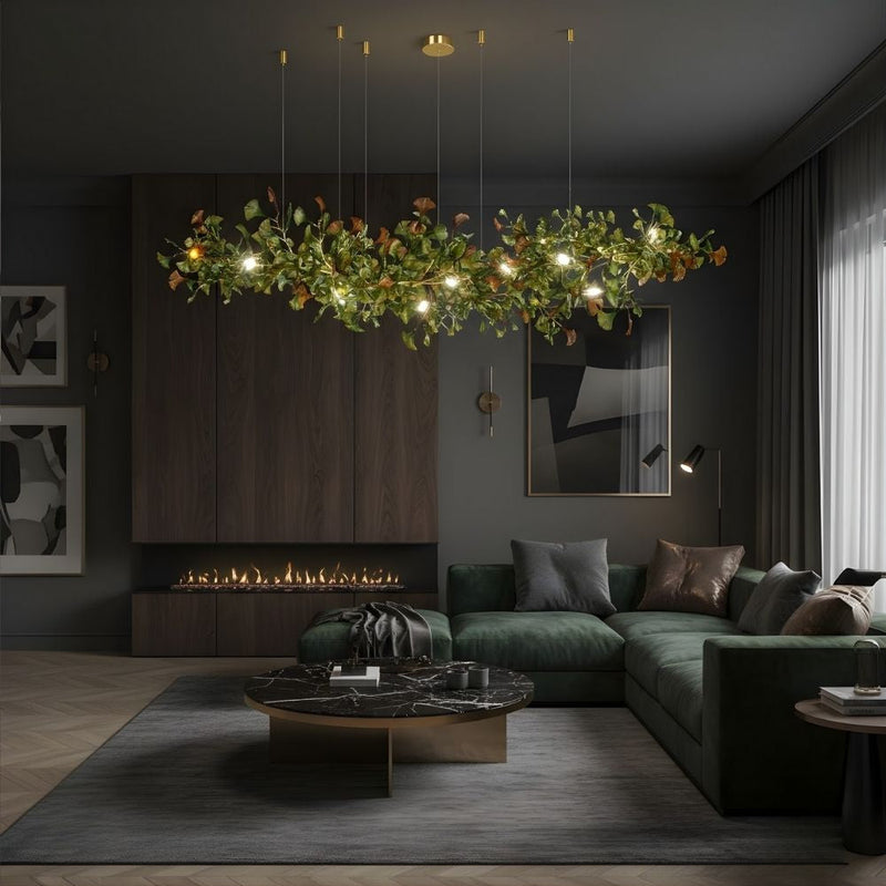 Collar Branch Glass Leaf Linear Chandelier - view 3
