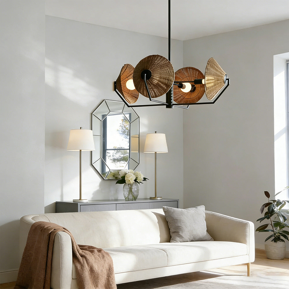 Camilla Round Rattan Chandelier - view 8