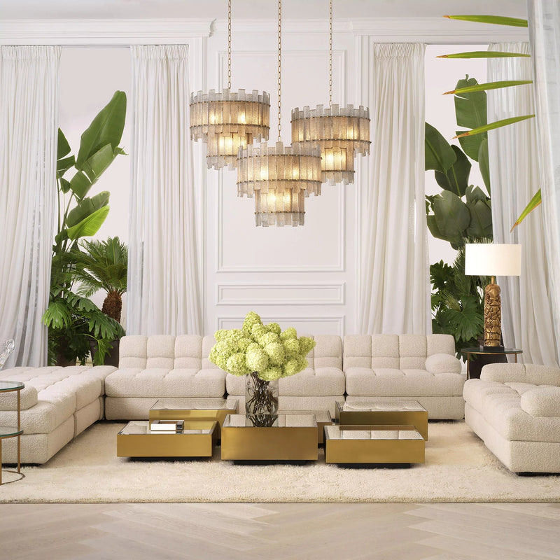 Glacis Modern Brass Chandelier - (Antique Brass Finish - Hand Blown Glass) - view 2