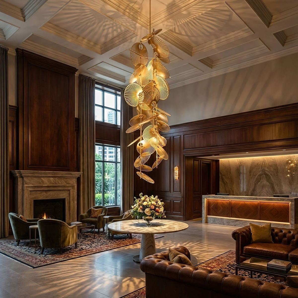 Cattail Leaf Meteor Shower Spiral Chandelier - view 3