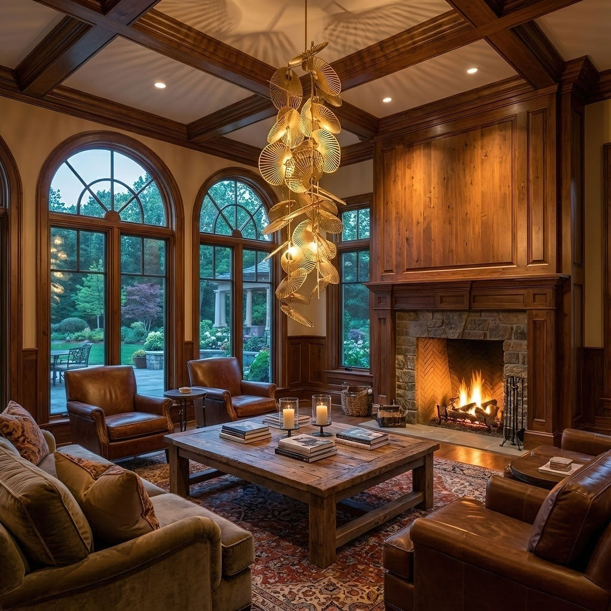 Cattail Leaf Meteor Shower Spiral Chandelier - view 6