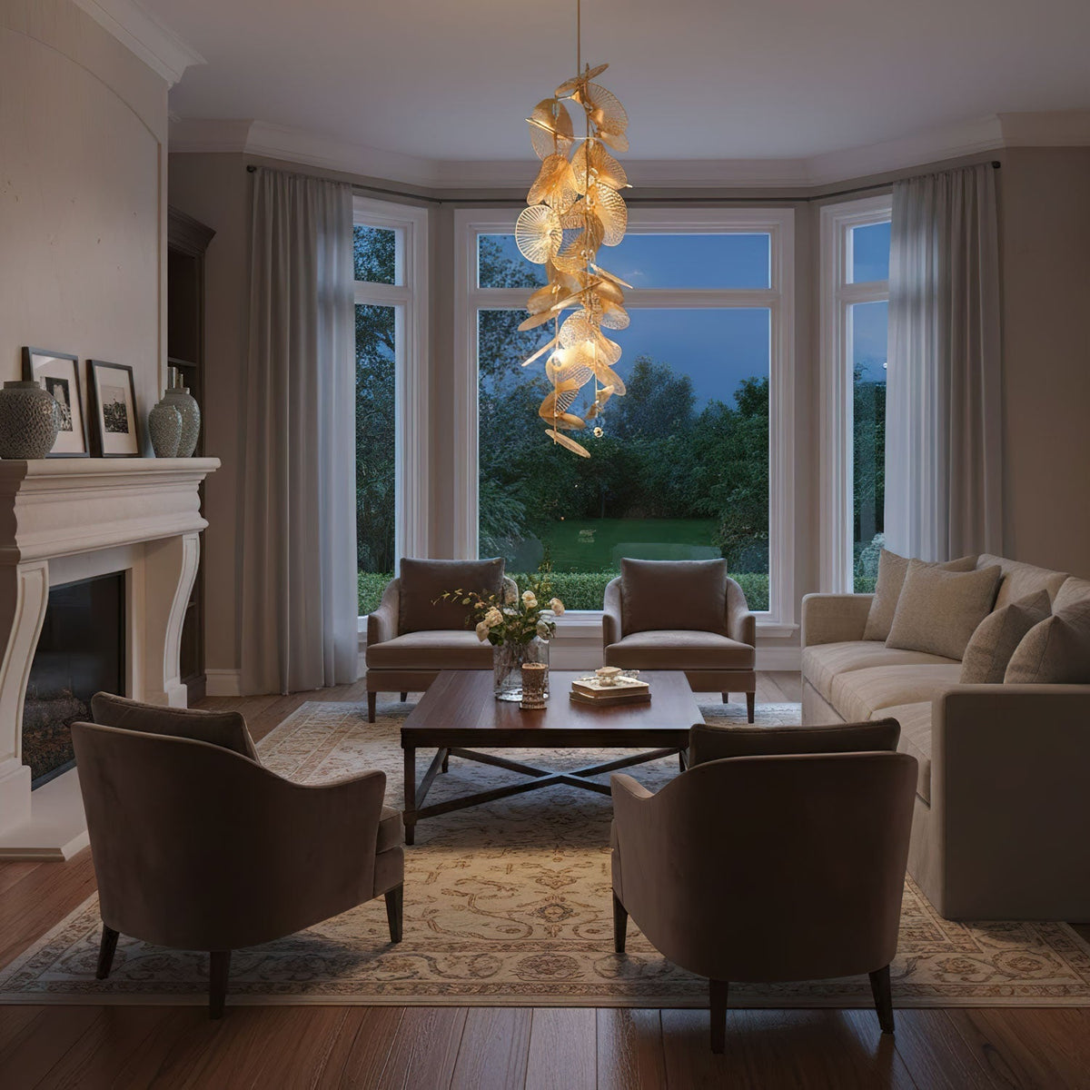 Cattail Leaf Meteor Shower Spiral Chandelier - view 10