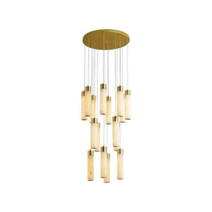 Celestial Alabaster Cascade Gold Chandelier with Integrated LED