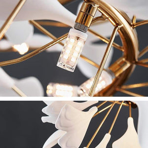 Ceramic Ginkgo Round ChandelierD, in gold - view 3