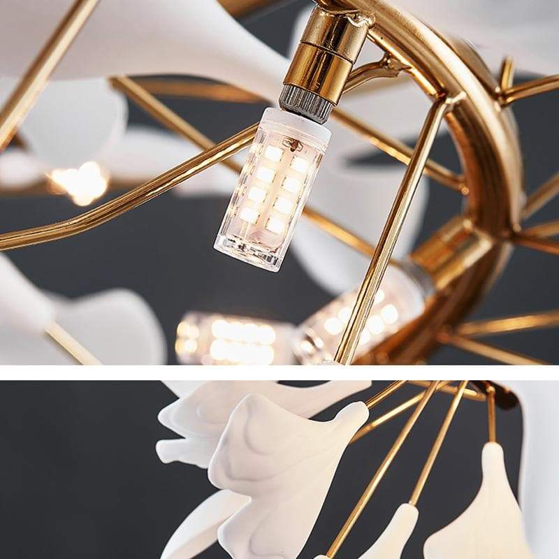 Ceramic Ginkgo Round ChandelierD, in gold - view 3