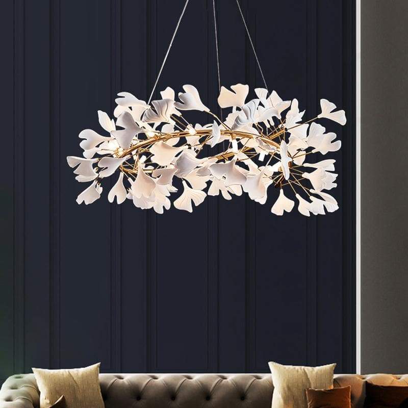 Ceramic Ginkgo Round ChandelierD, in gold - view 2
