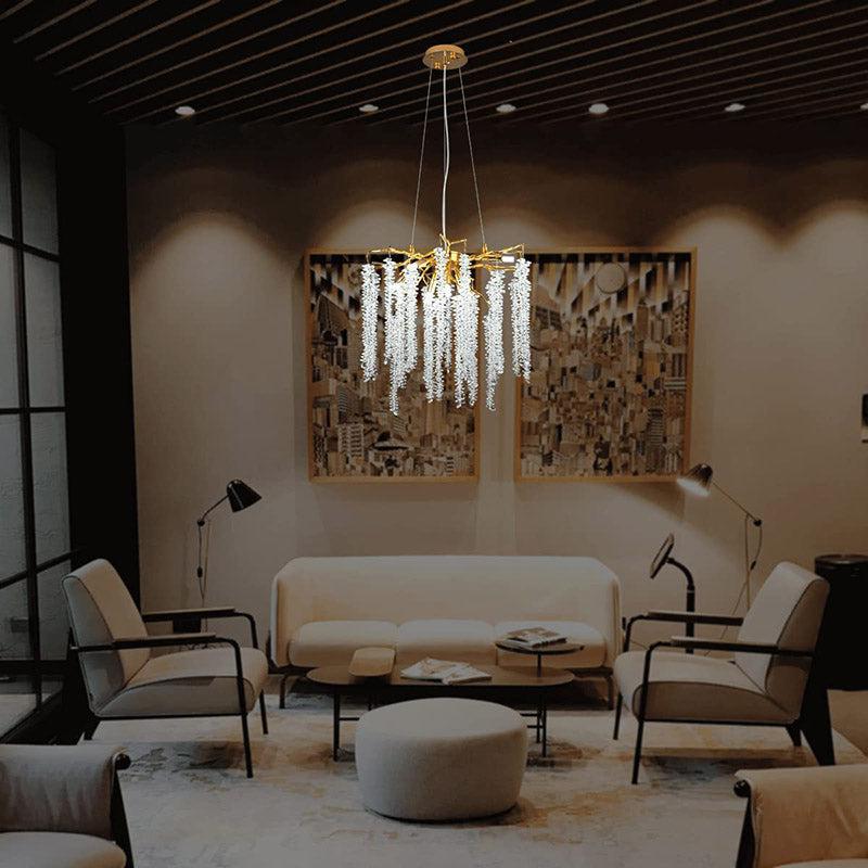 Doris White Crystal Branch Round Chandelier D20.5" L45" - view 7