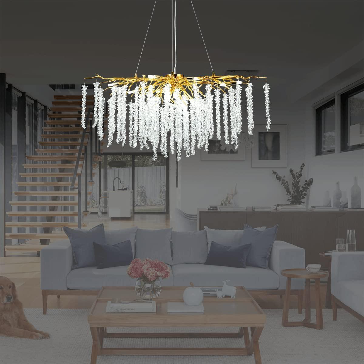Doris White Crystal Branch Round Chandelier D20.5" L45" - view 8