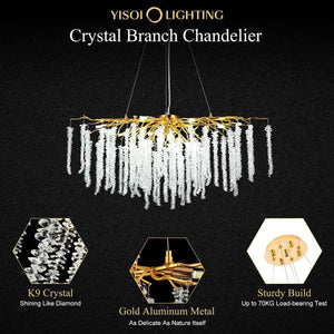 Doris White Crystal Rectangle Branch Chandelier Gold 45"L, rectangular - view 7