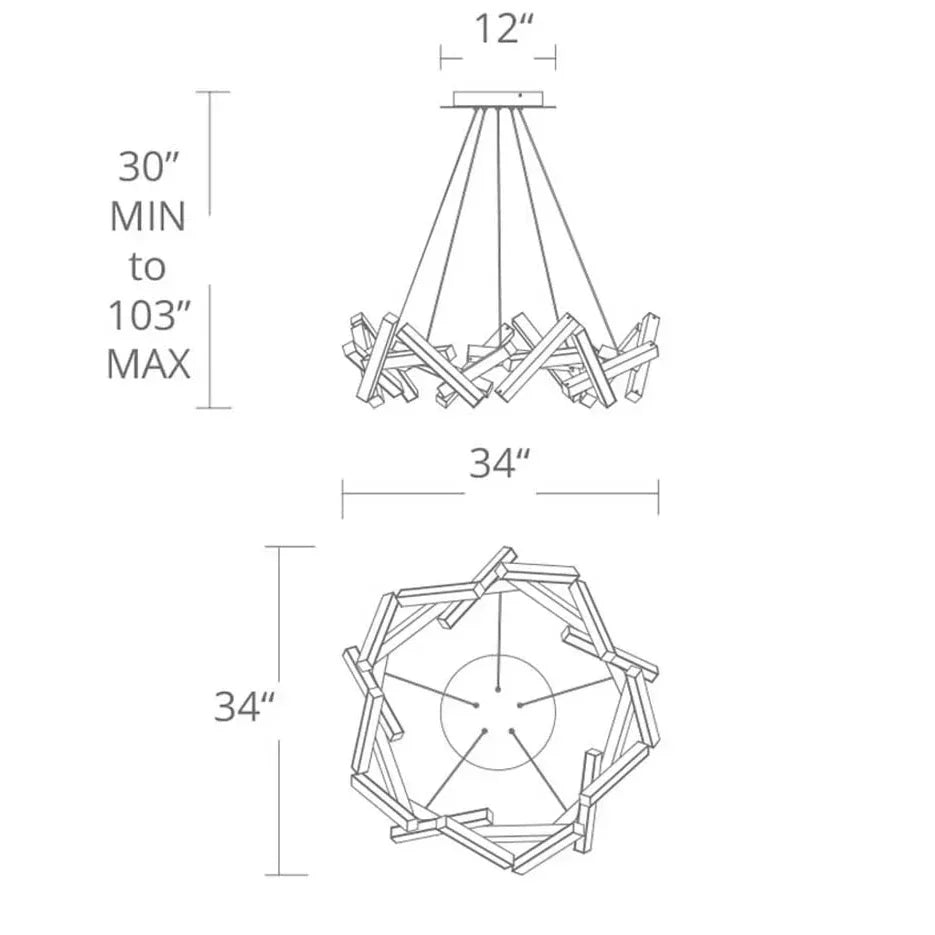 Modern Round/Linear Geometric Aluminum LED Chandelier for Dining Room/Bedroom - view 30