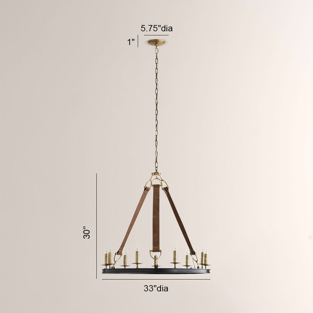 Cherton Round Leather Chandelier - view 10