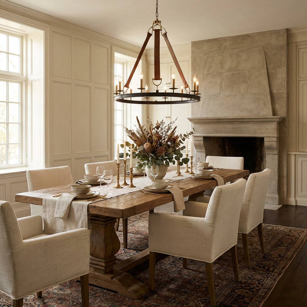 Cherton Round Leather Chandelier - view 11